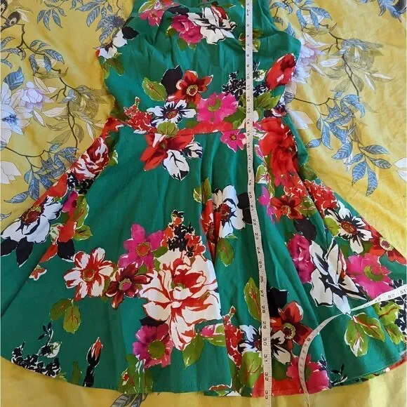 RENASCIMENTO green floral fit and flare dress sz s dolce Vita made in Italy euc - Picture 5 of 6